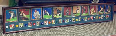 Picture, Helmar Brewing, All Our Heroes Card # 6, Willie Mosconi, Red curtains , Billiards